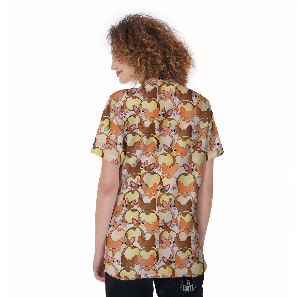 Corgi Butt Print Pattern Women's Golf Shirts-grizzshop