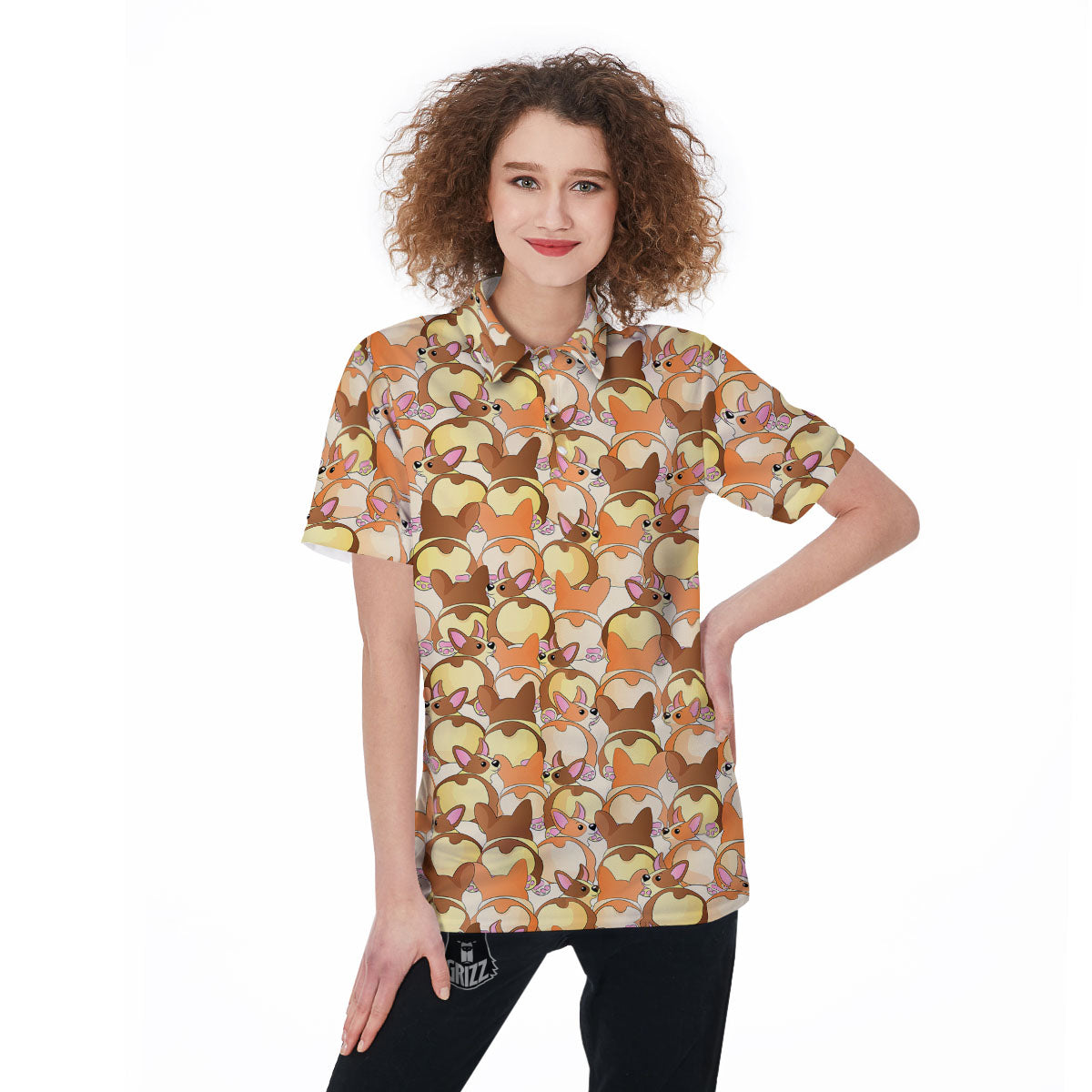 Corgi Butt Print Pattern Women's Golf Shirts-grizzshop