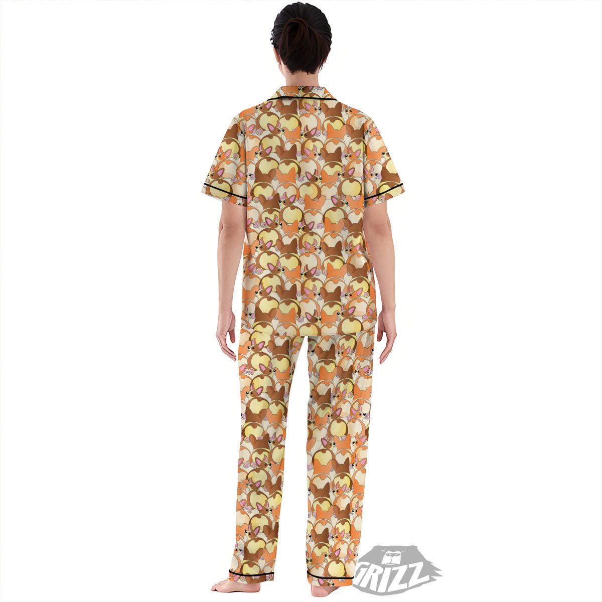 Corgi Butt Print Pattern Women's Pajamas Set-grizzshop