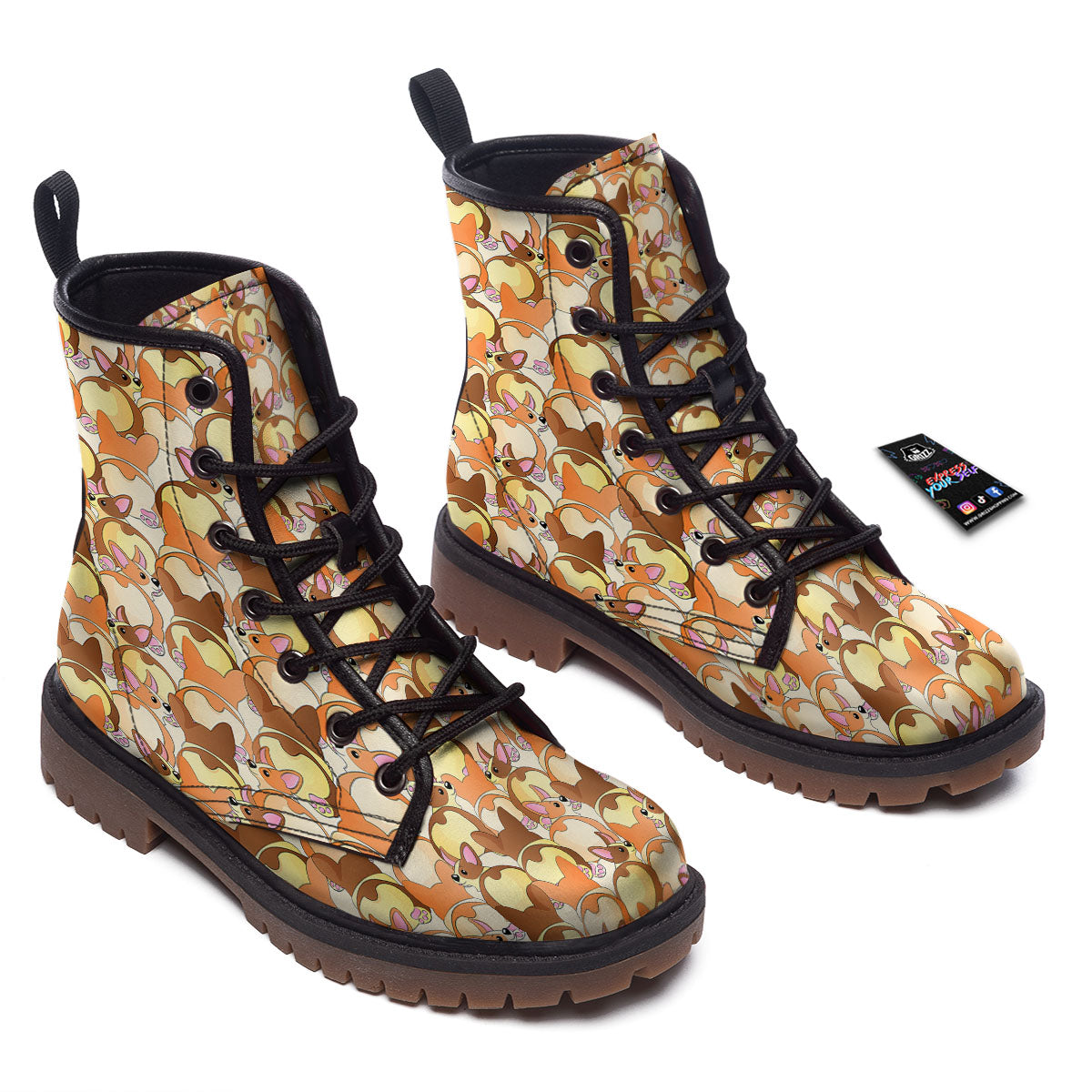 Corgi Butt Print Pattern Work Boots-grizzshop