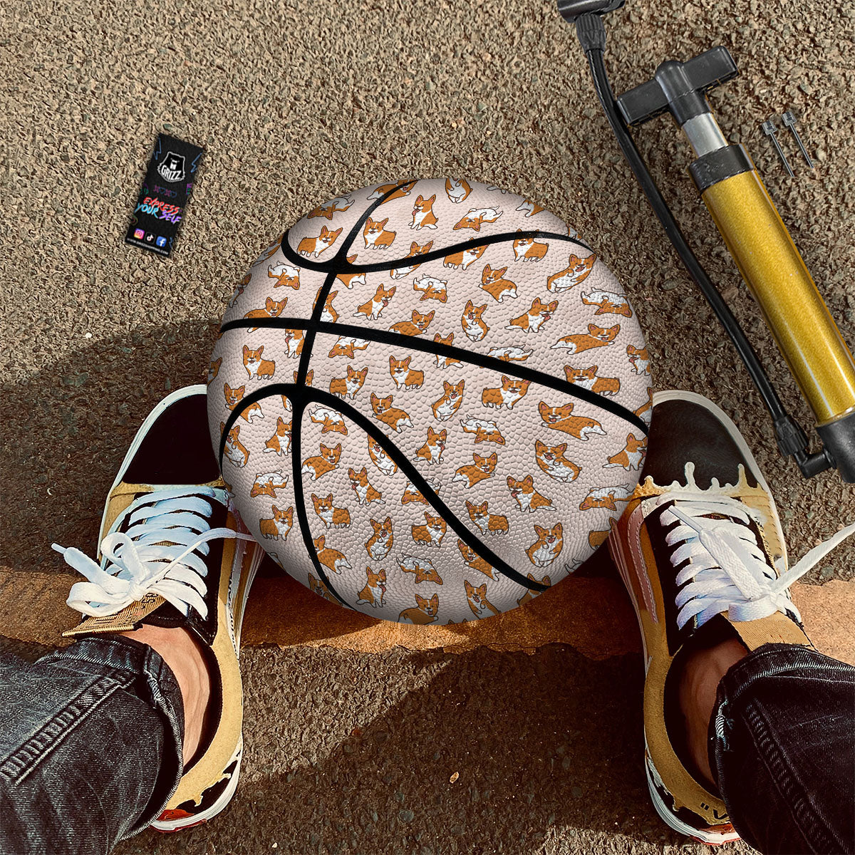 Corgi Cartoon Print Pattern Basketball-grizzshop