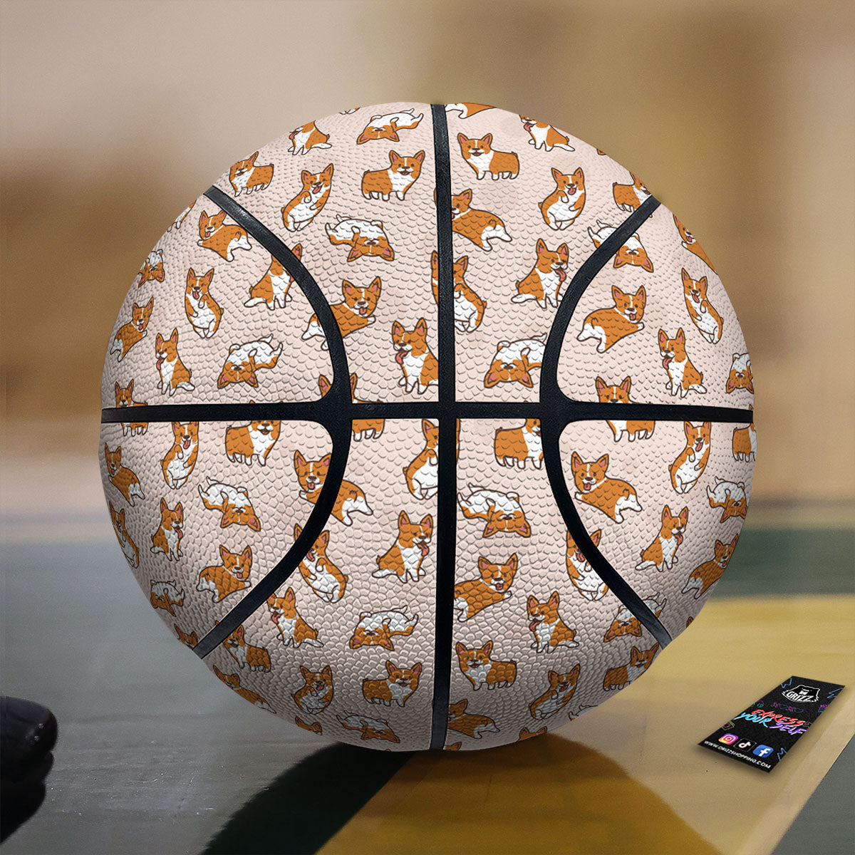 Corgi Cartoon Print Pattern Basketball-grizzshop
