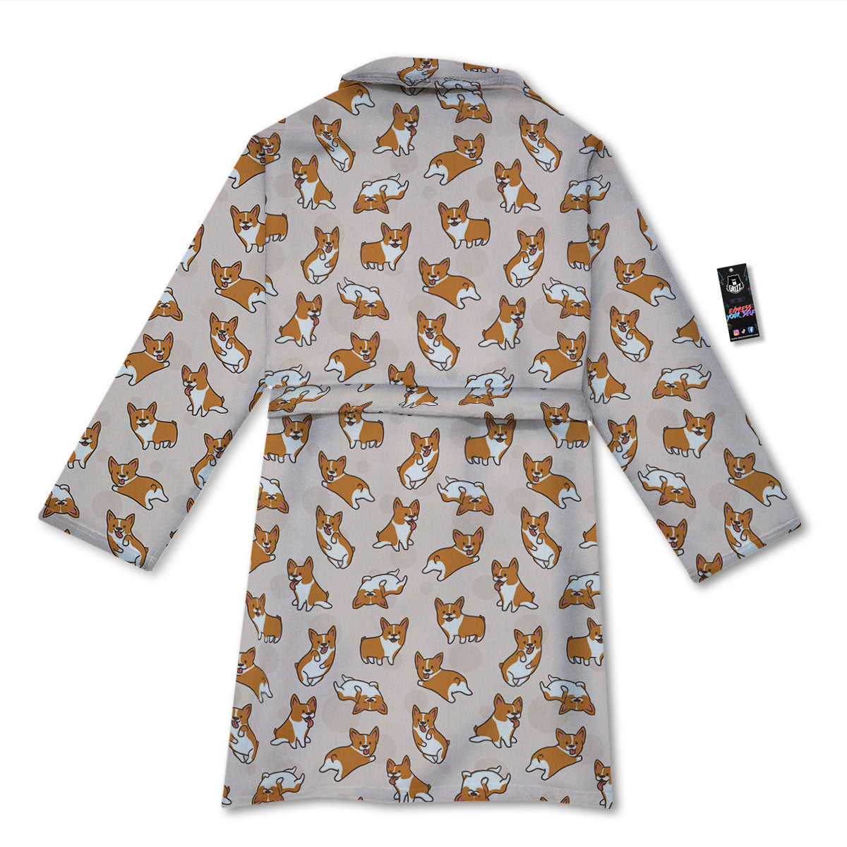 Corgi Cartoon Print Pattern Bathrobe-grizzshop