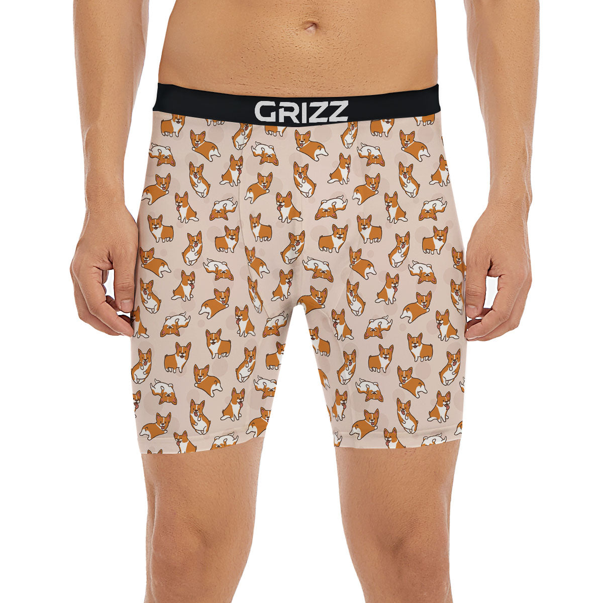 Corgi Cartoon Print Pattern Boxer Briefs-grizzshop