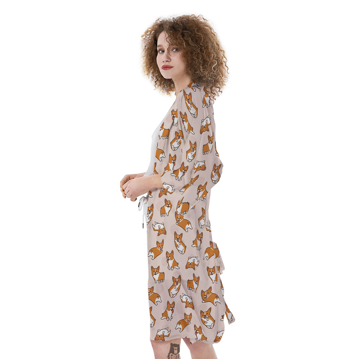 Corgi Cartoon Print Pattern Kimono-grizzshop