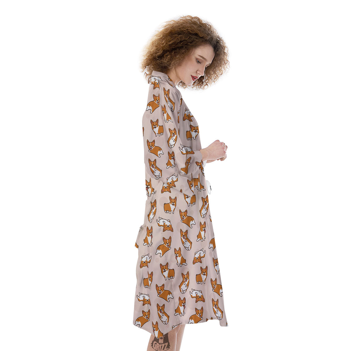 Corgi Cartoon Print Pattern Kimono-grizzshop