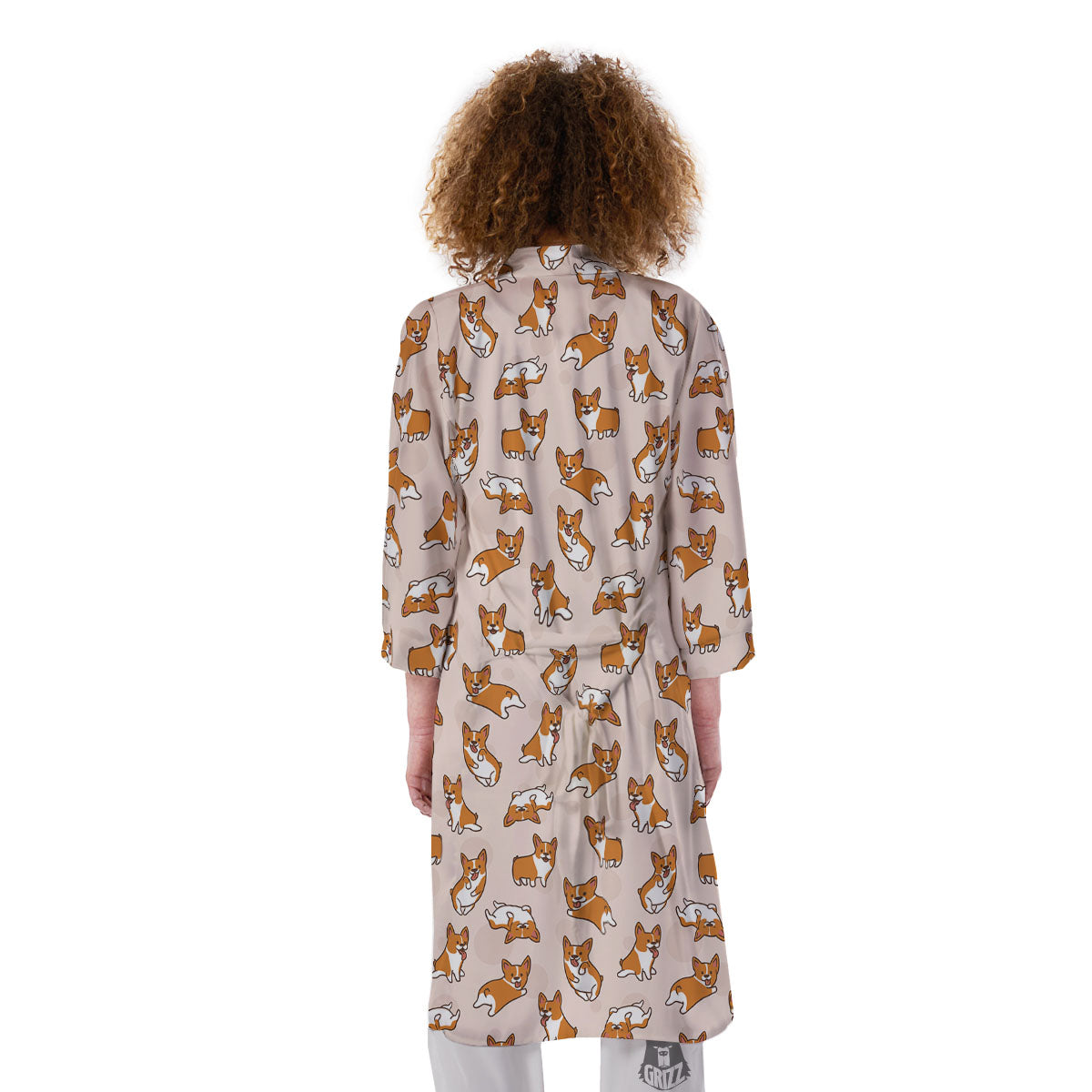 Corgi Cartoon Print Pattern Kimono-grizzshop