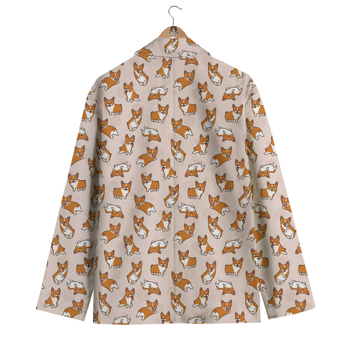 Corgi Cartoon Print Pattern Men's Blazer-grizzshop