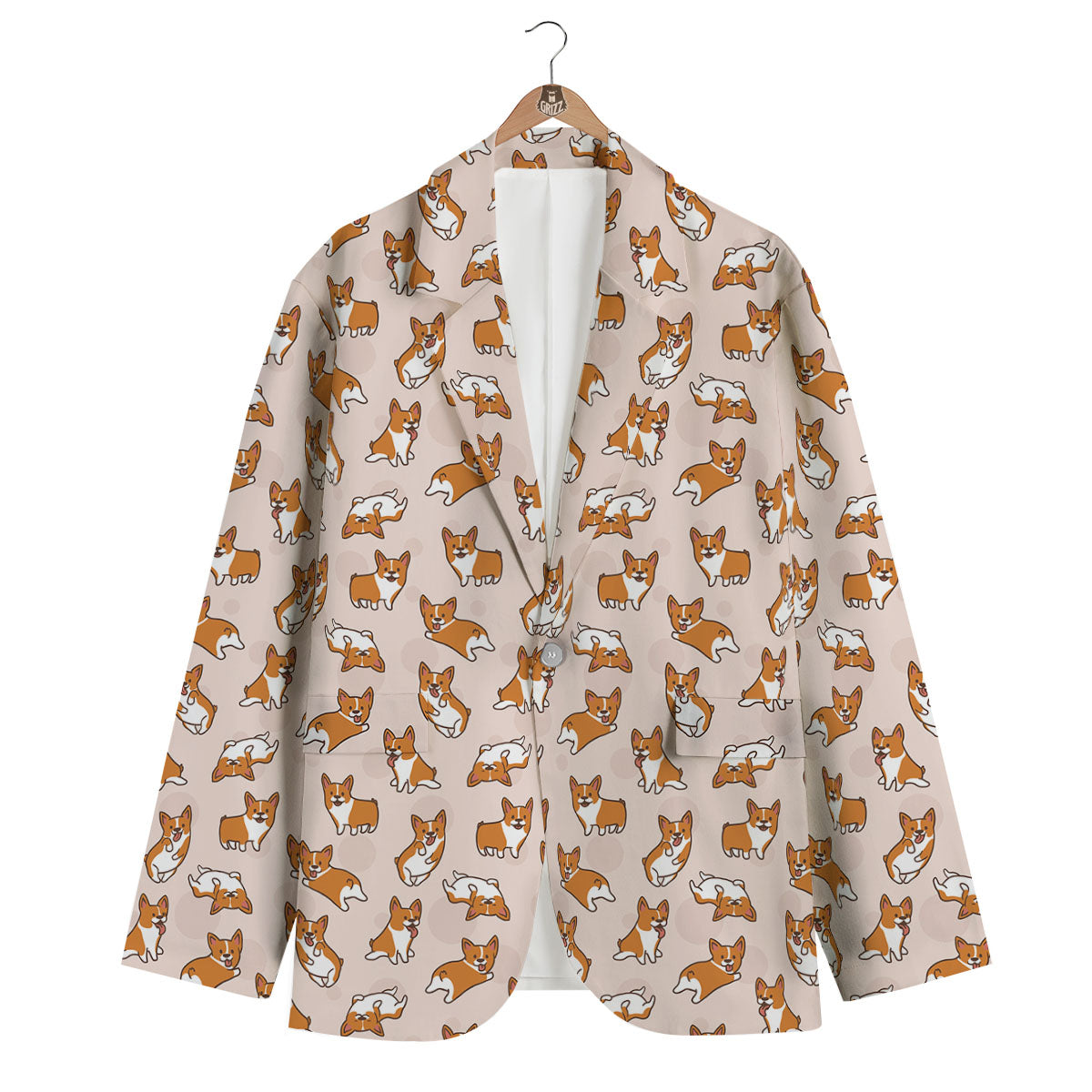 Corgi Cartoon Print Pattern Men's Blazer-grizzshop