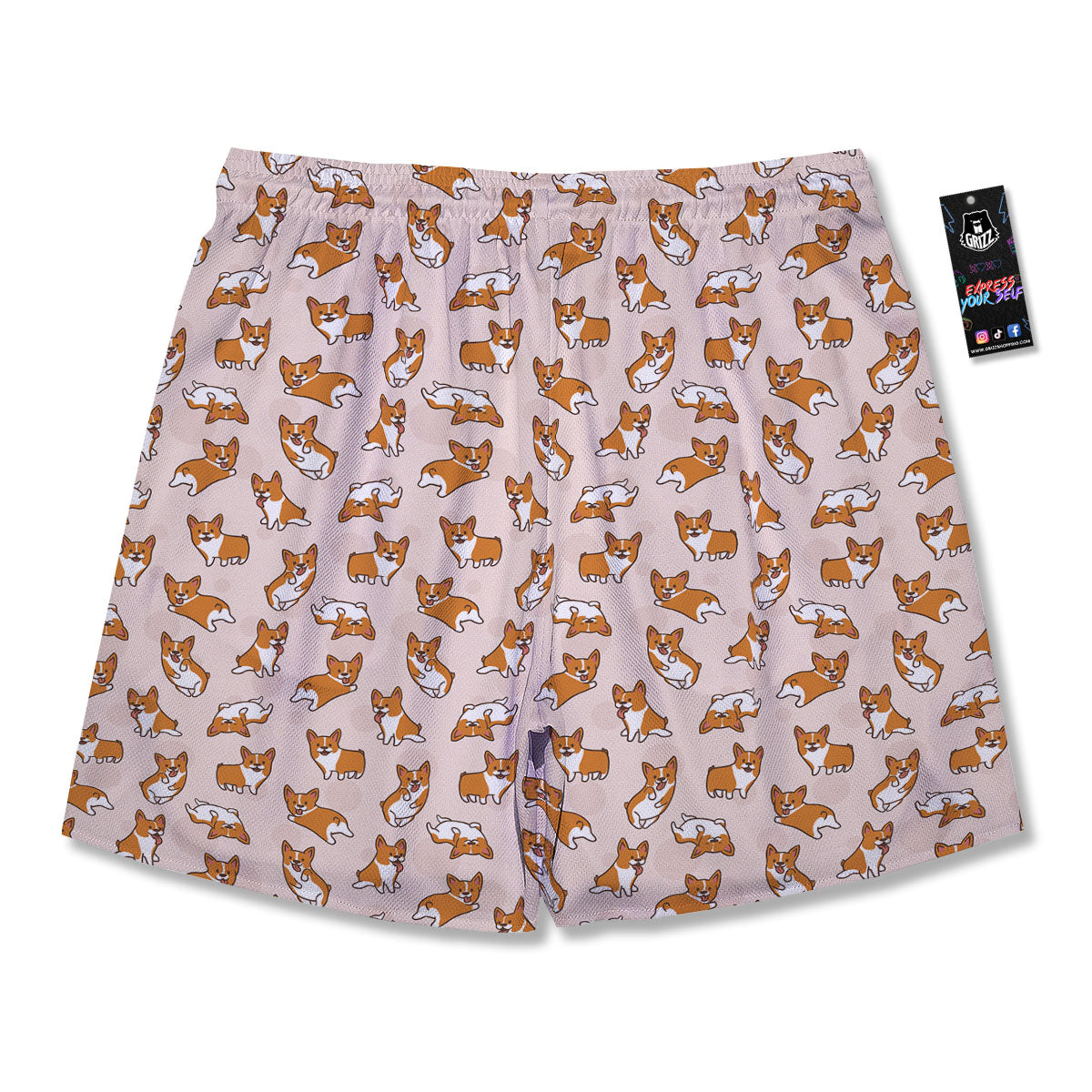 Corgi Cartoon Print Pattern Men's Running Shorts-grizzshop