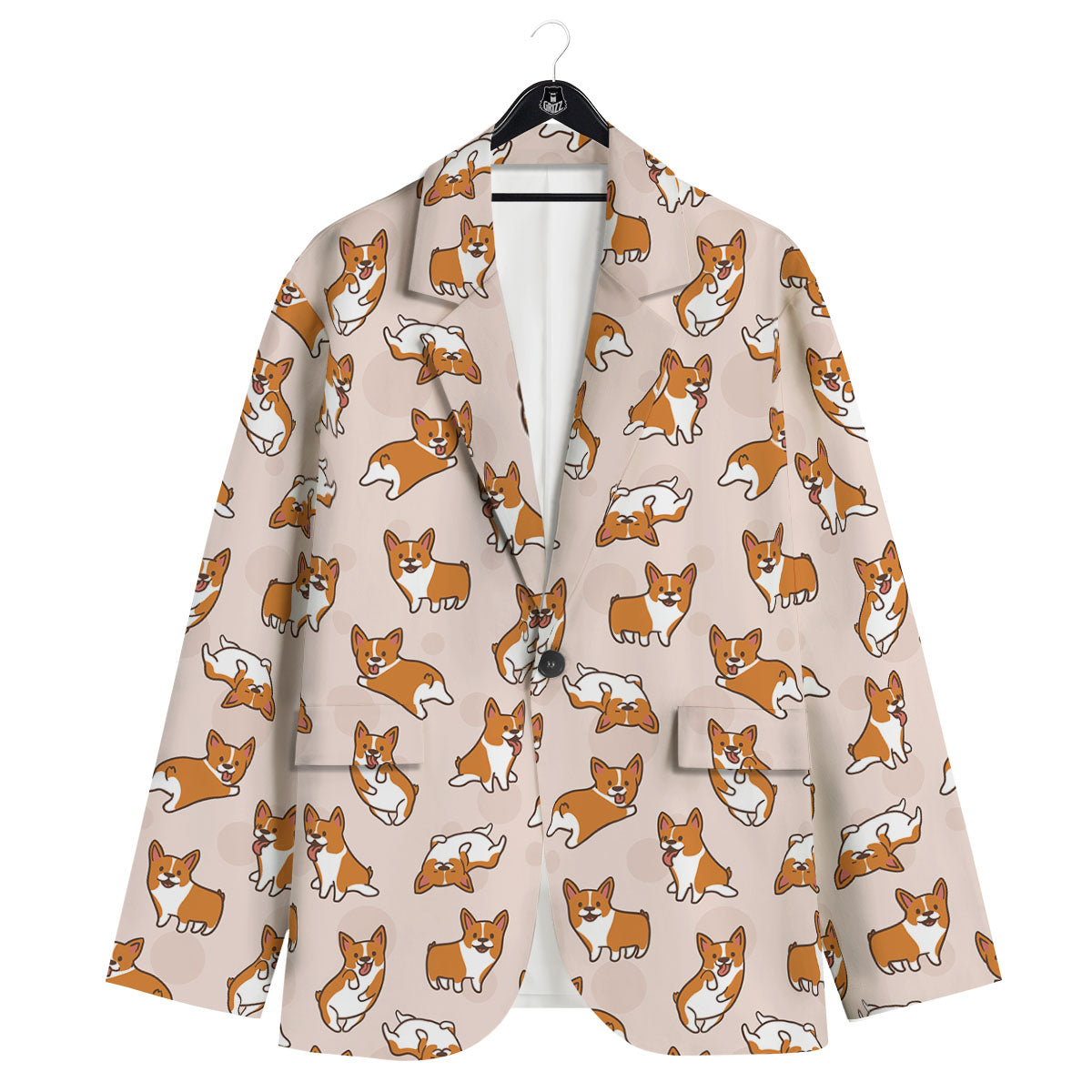 Corgi Cartoon Print Pattern Men's Sport Coat-grizzshop