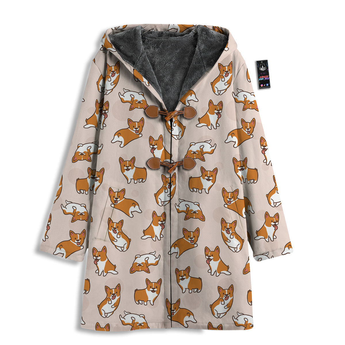 Corgi Cartoon Print Pattern Men's Windbreaker Jacket-grizzshop