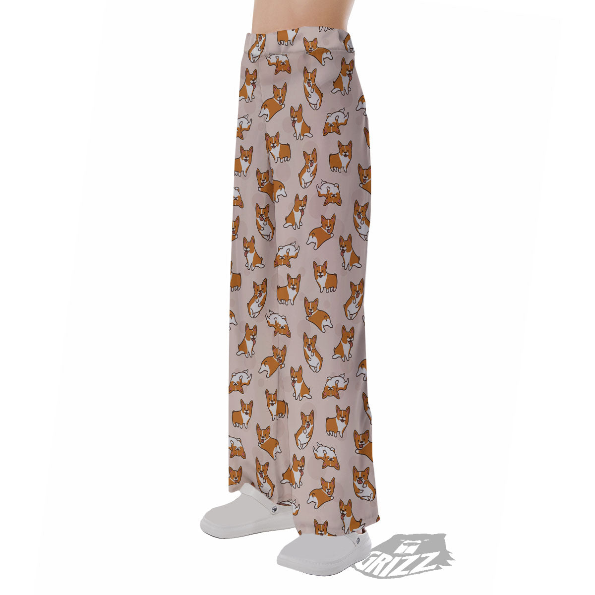 Corgi Cartoon Print Pattern Pajama Pants-grizzshop