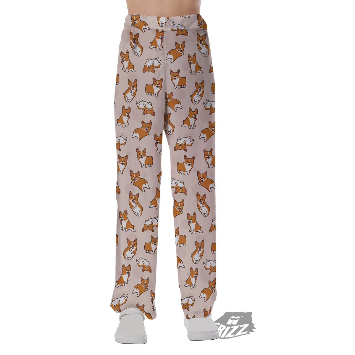 Corgi Cartoon Print Pattern Pajama Pants-grizzshop