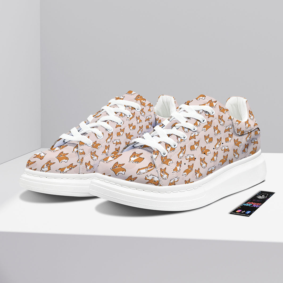 Corgi Cartoon Print Pattern Platform Shoes-grizzshop