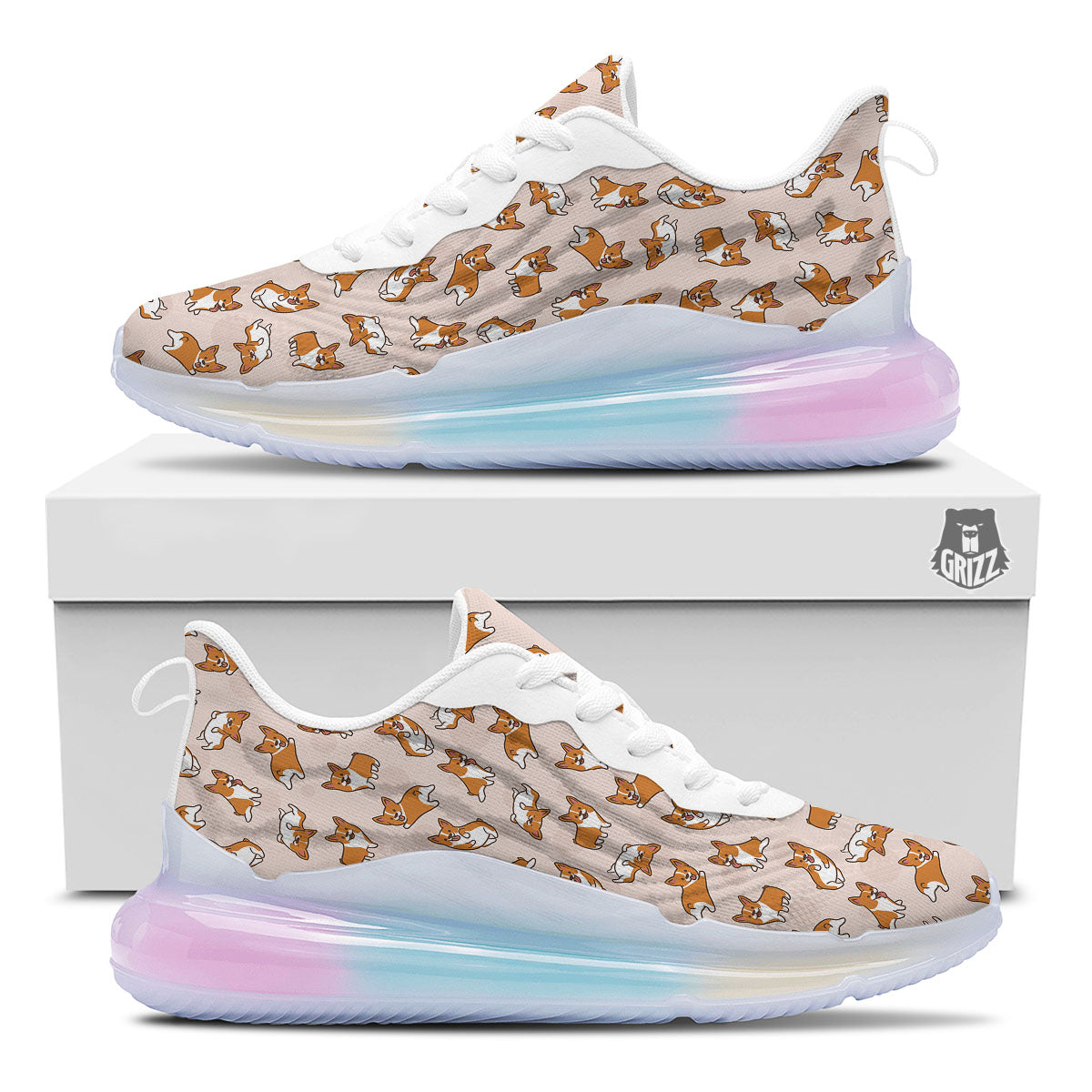 Corgi Cartoon Print Pattern Running Sneakers-grizzshop