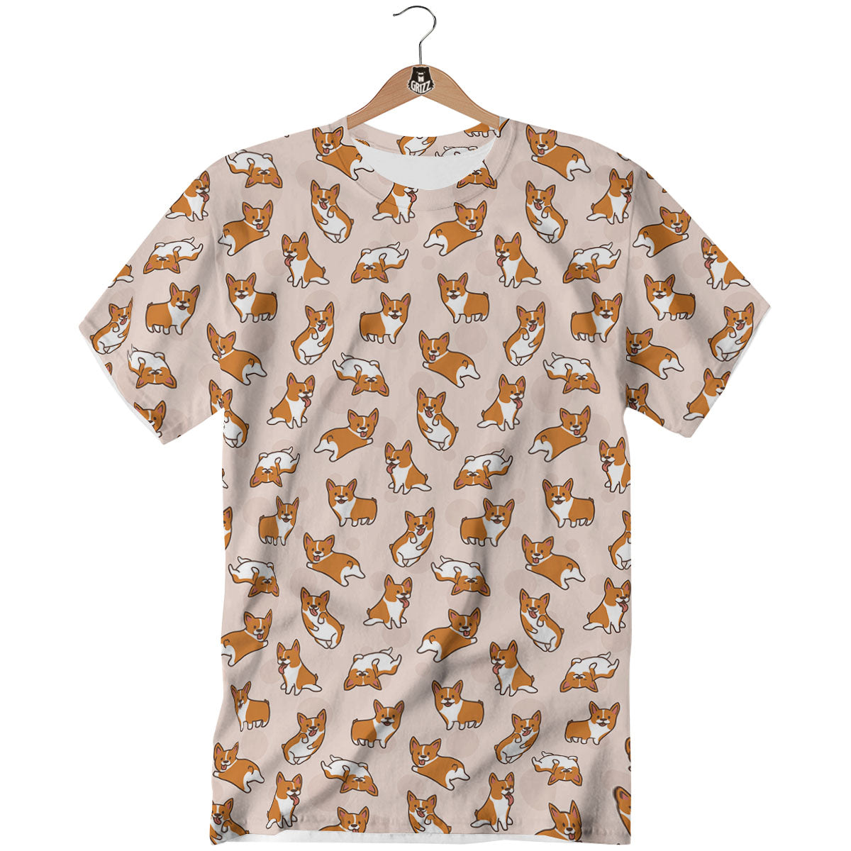 Corgi Cartoon Print Pattern T-Shirt-grizzshop