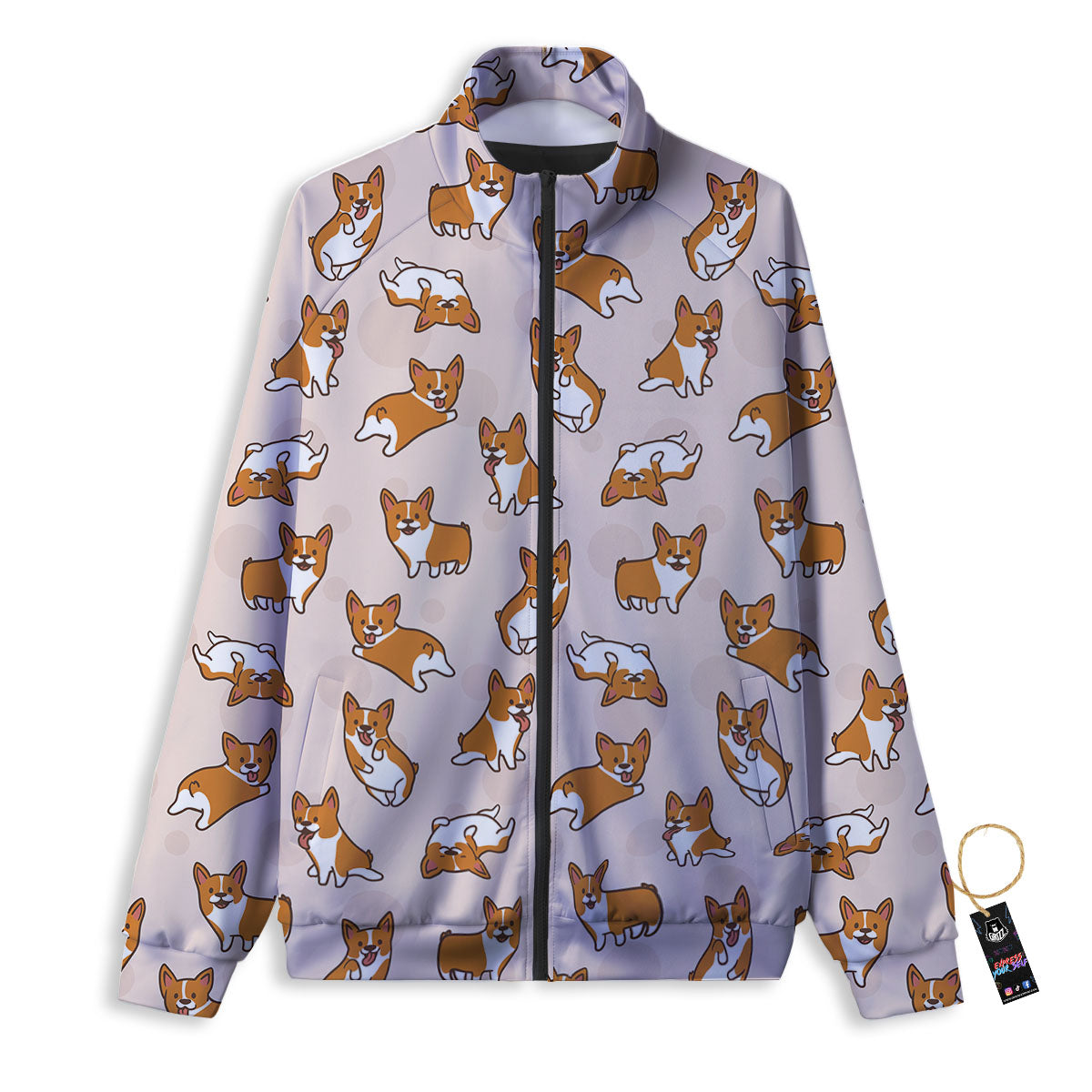 Corgi Cartoon Print Pattern Track Jacket-grizzshop