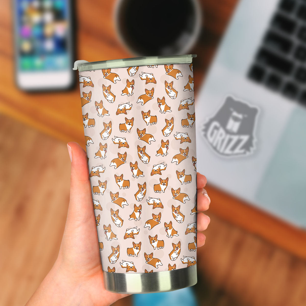 Corgi Cartoon Print Pattern Tumbler-grizzshop
