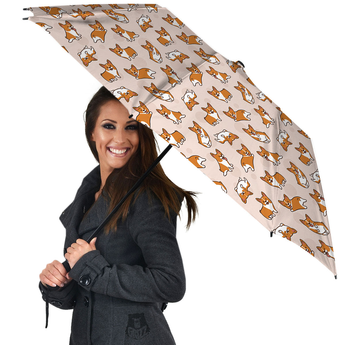 Corgi Cartoon Print Pattern Umbrella-grizzshop