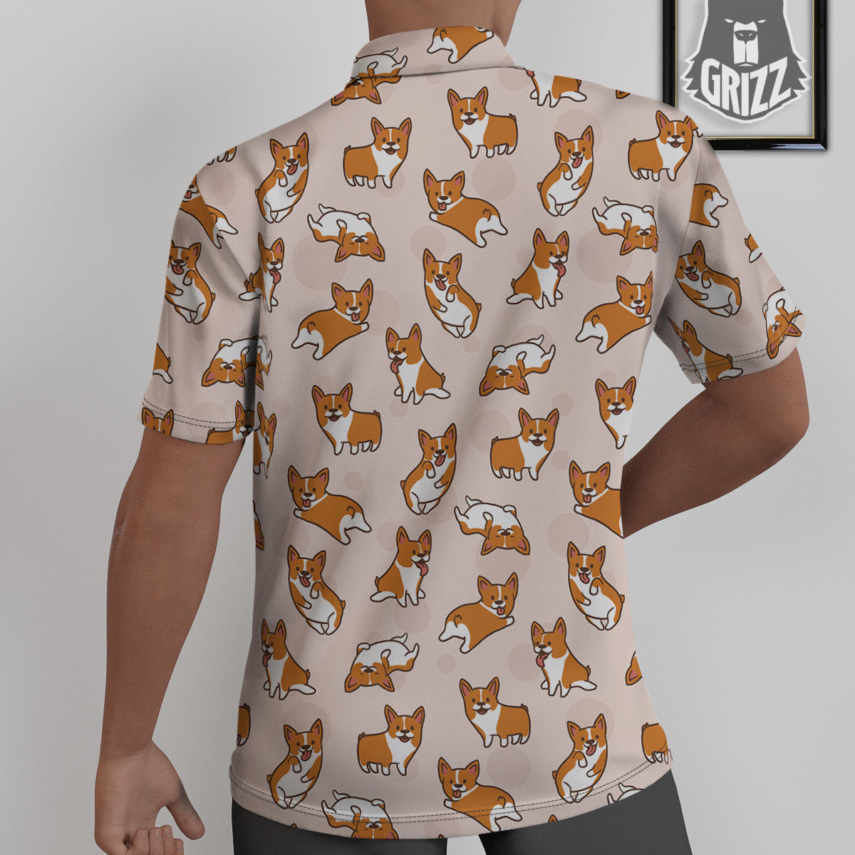 Corgi Cartoon Print Pattern Untucked Shirts-grizzshop