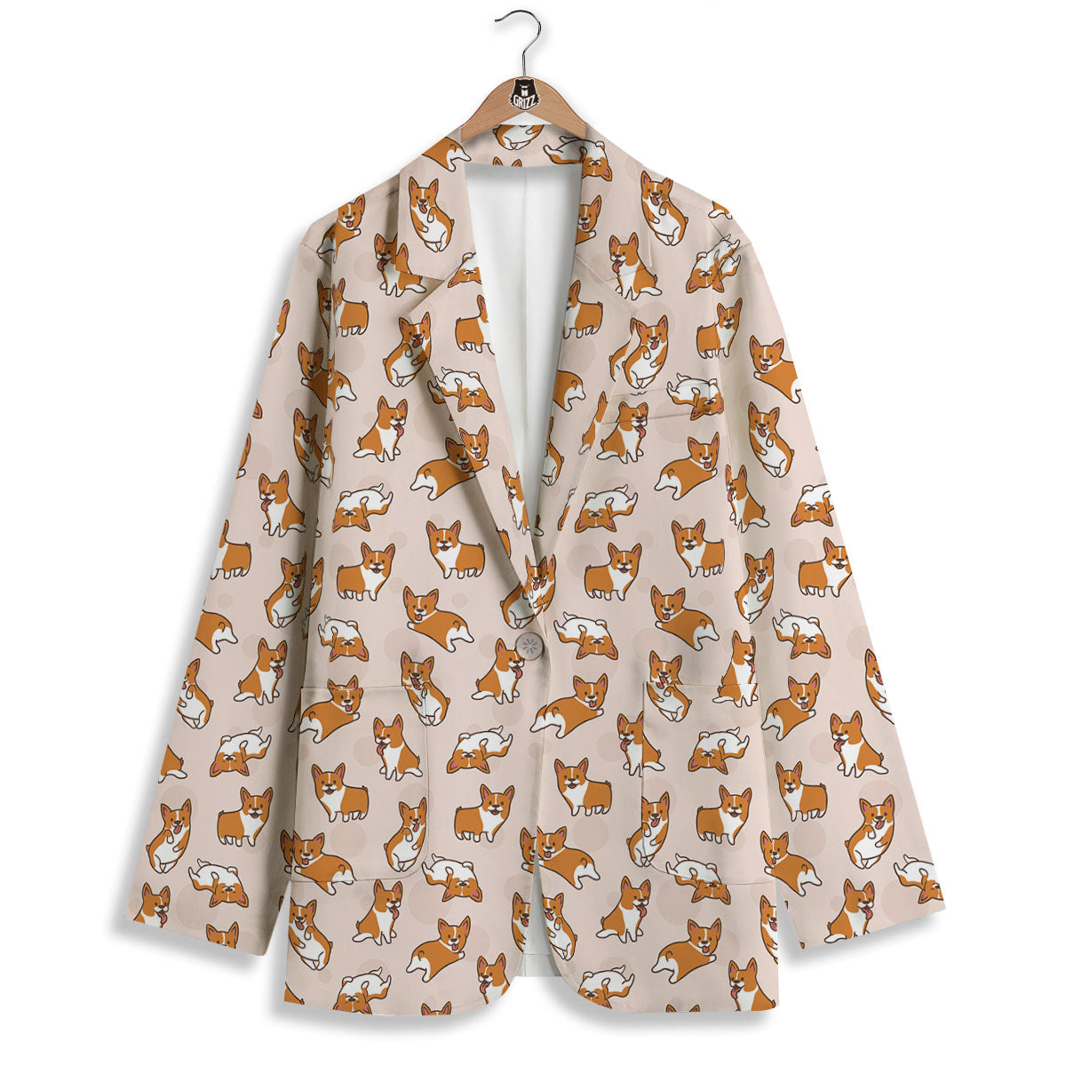 Corgi Cartoon Print Pattern Women's Blazer-grizzshop