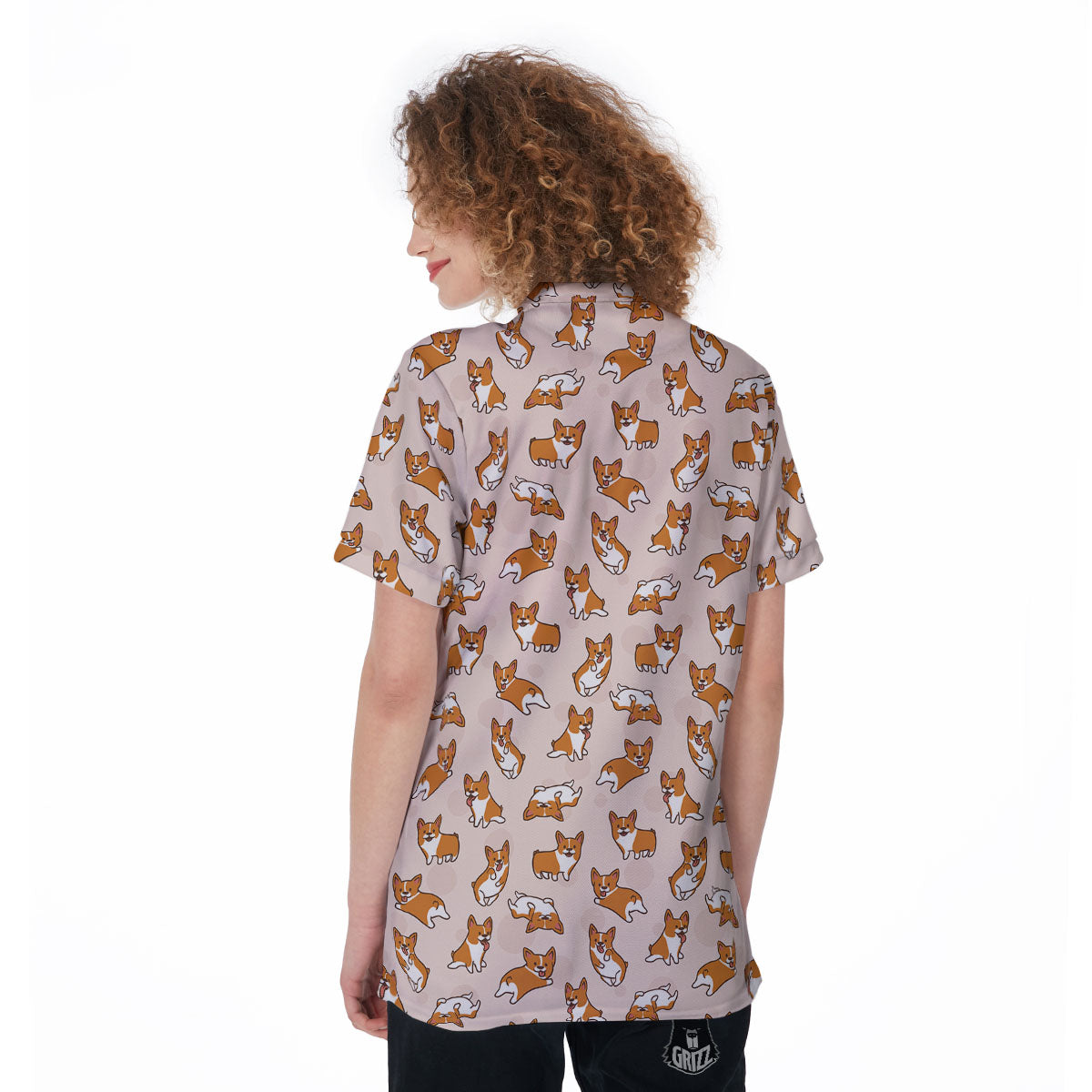 Corgi Cartoon Print Pattern Women's Golf Shirts-grizzshop