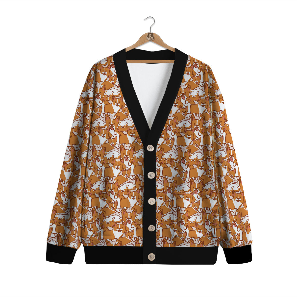 Corgi Cute Print Pattern Cardigan-grizzshop