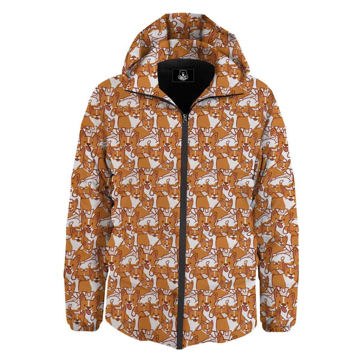 Corgi Cute Print Pattern Down Jacket-grizzshop