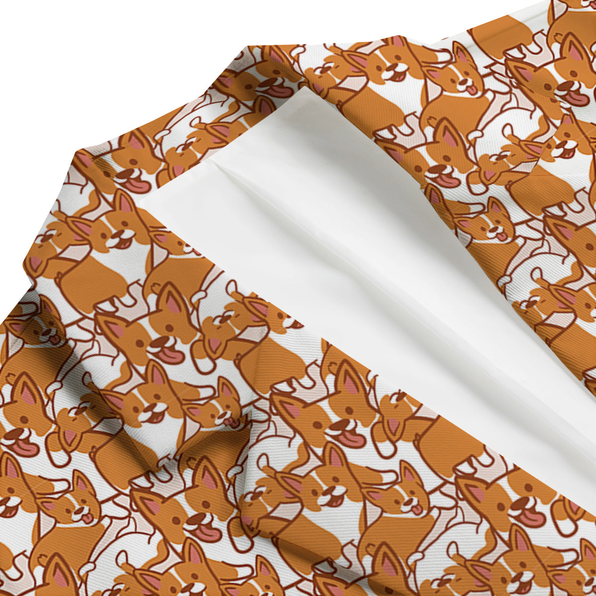 Corgi Cute Print Pattern Men's Blazer-grizzshop