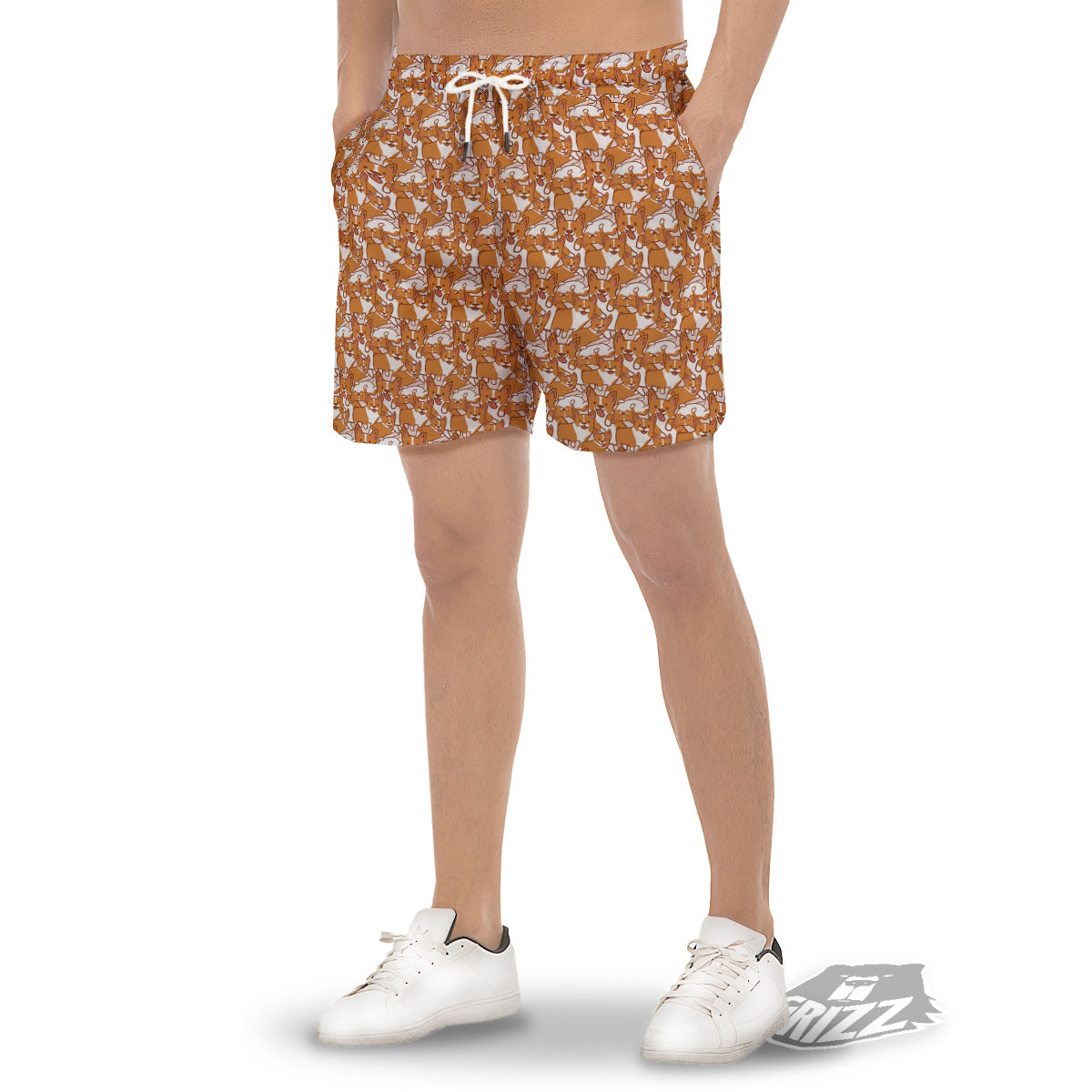 Corgi Cute Print Pattern Men's Gym Shorts-grizzshop