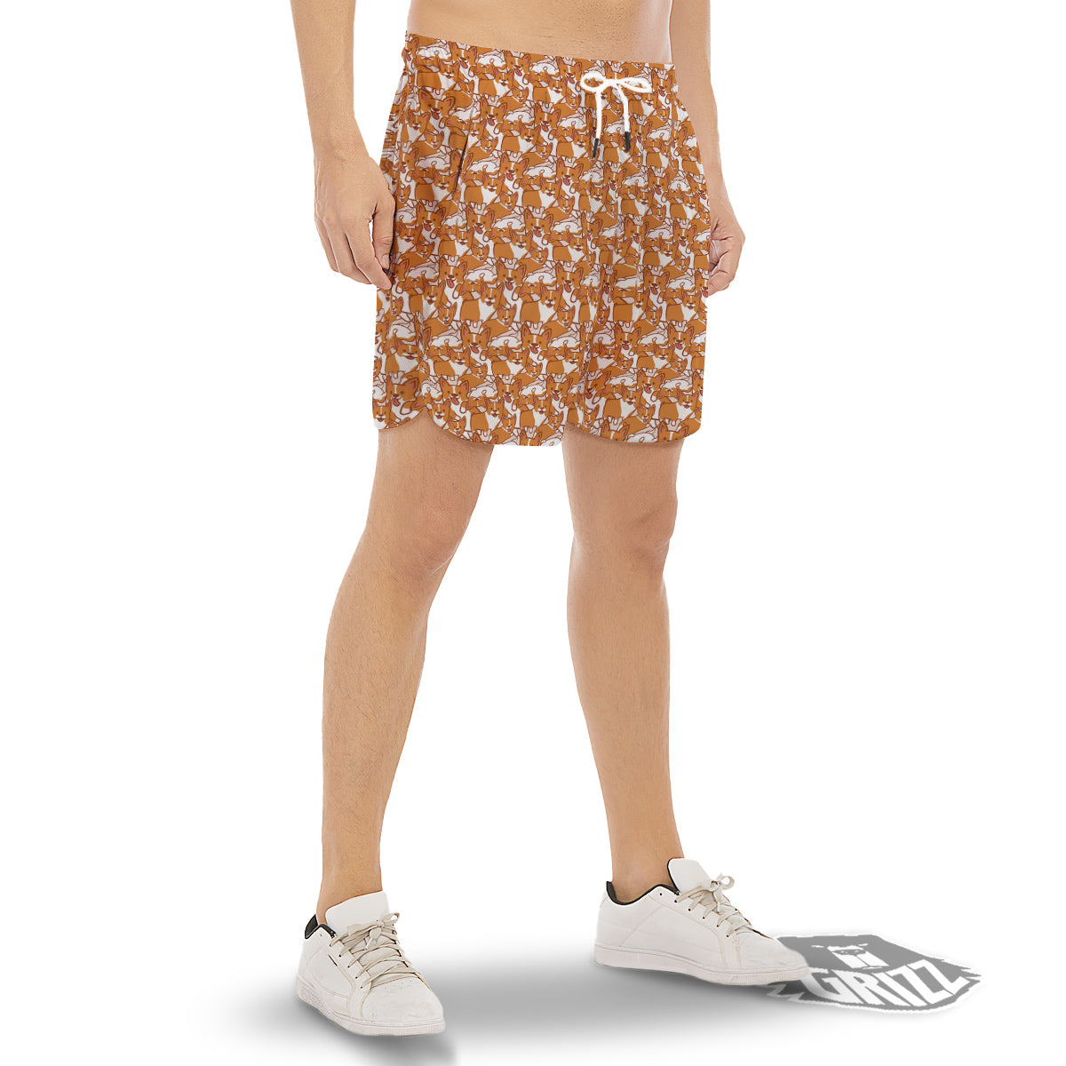 Corgi Cute Print Pattern Men's Gym Shorts-grizzshop