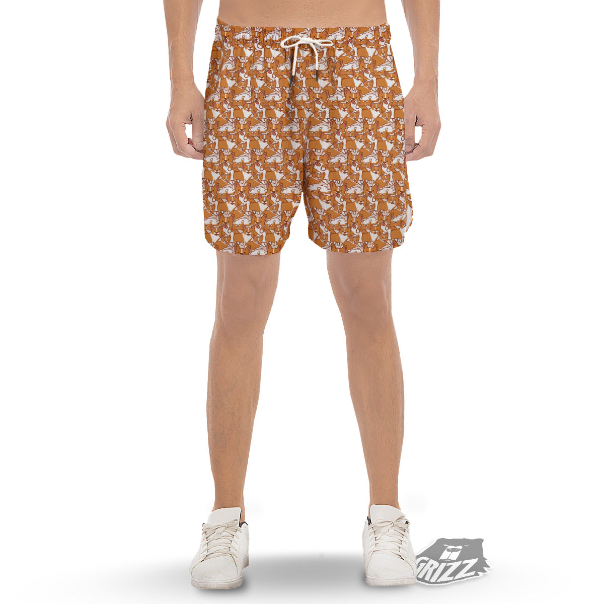 Corgi Cute Print Pattern Men's Gym Shorts-grizzshop