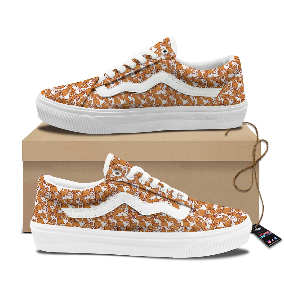Corgi Cute Print Pattern Skate Shoes-grizzshop