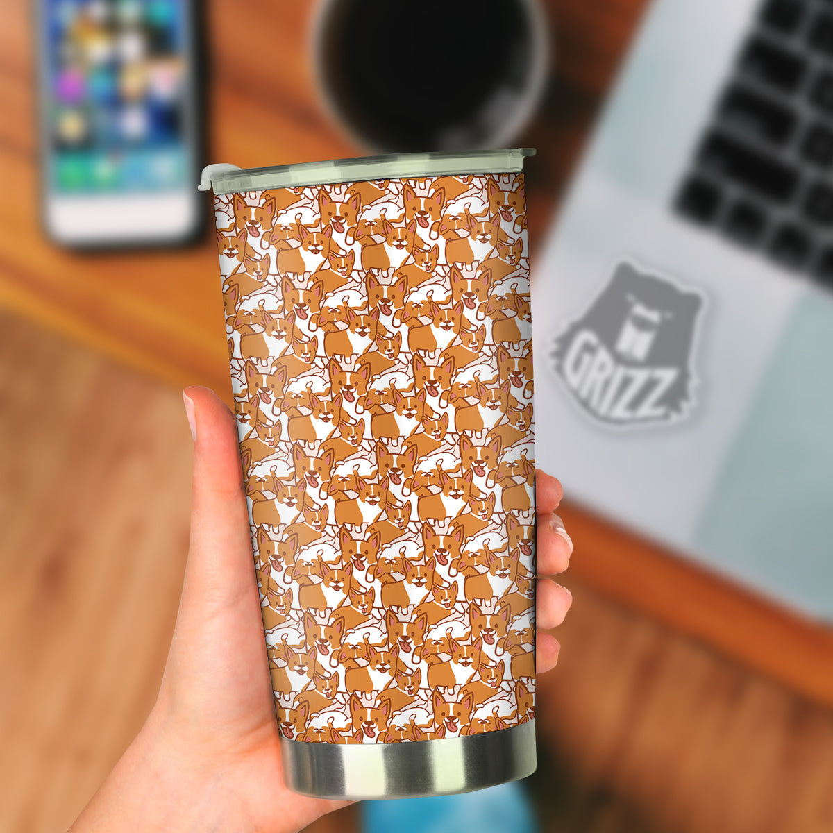 Corgi Cute Print Pattern Tumbler-grizzshop