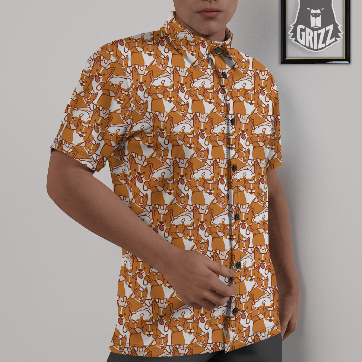 Corgi Cute Print Pattern Untucked Shirts-grizzshop