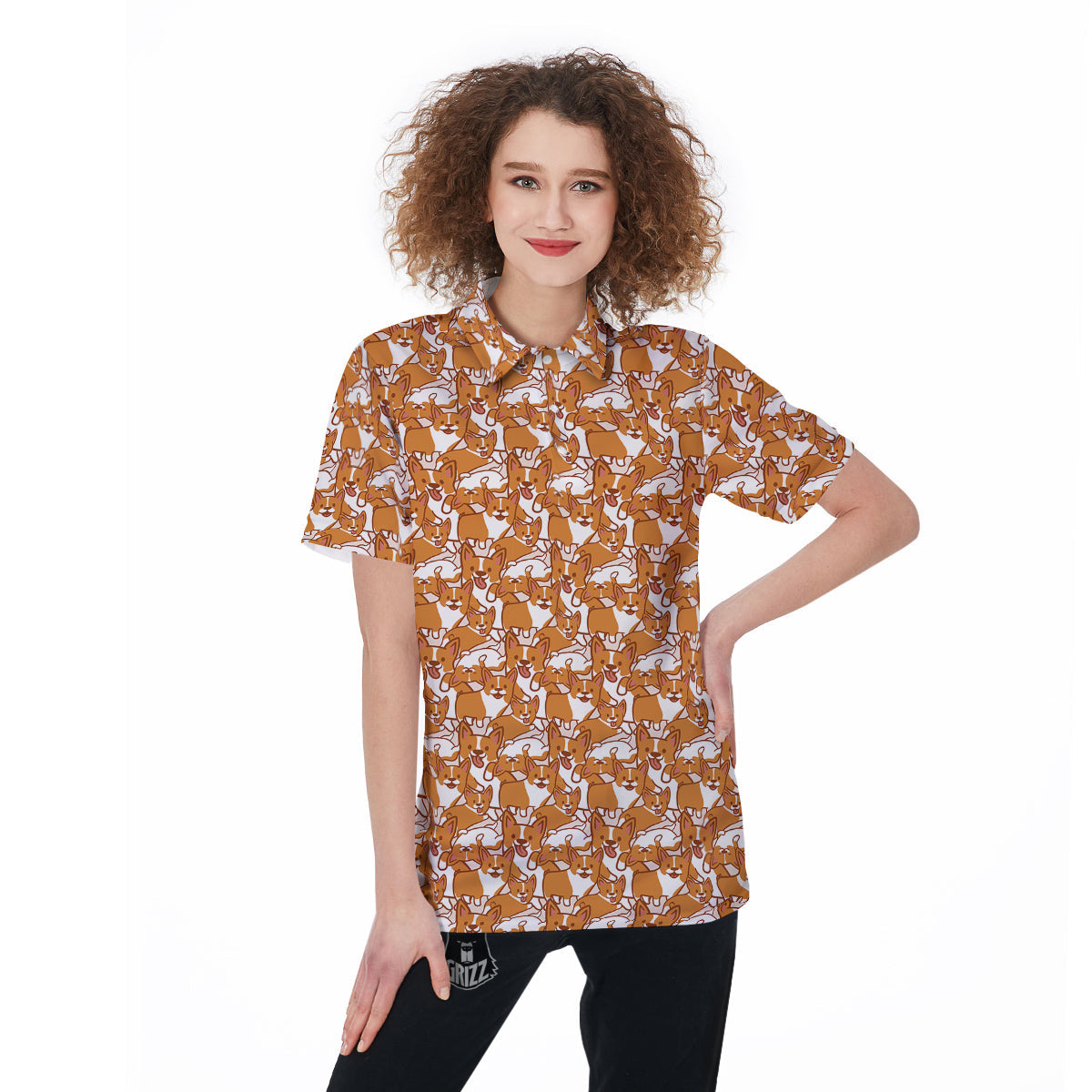 Corgi Cute Print Pattern Women's Golf Shirts-grizzshop