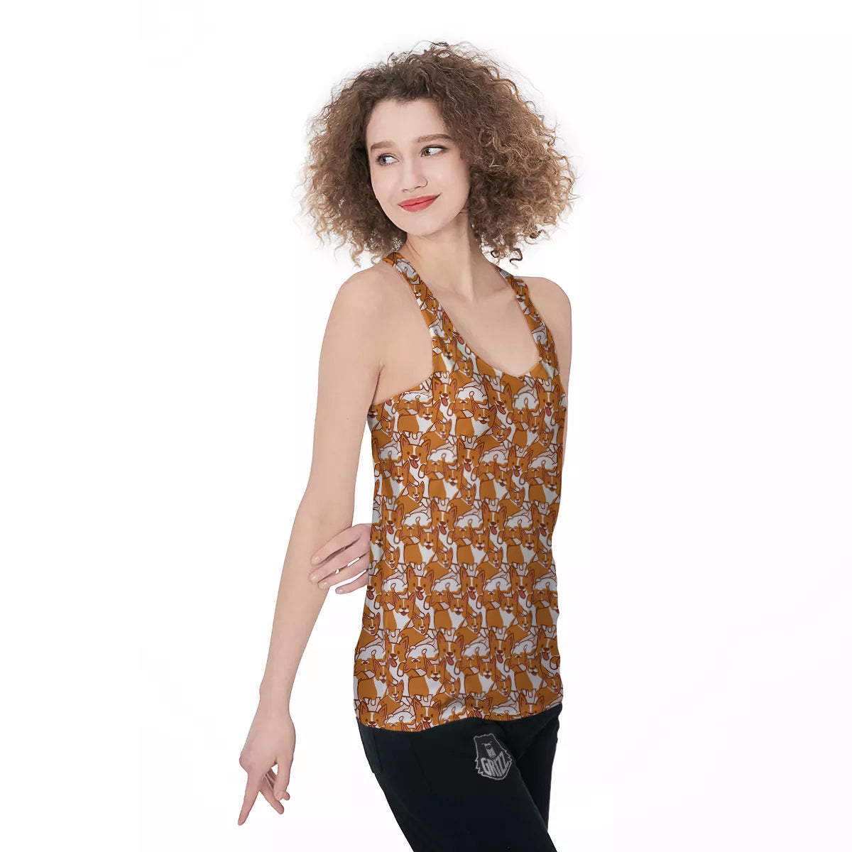 Corgi Cute Print Pattern Women's Racerback Tank Top-grizzshop