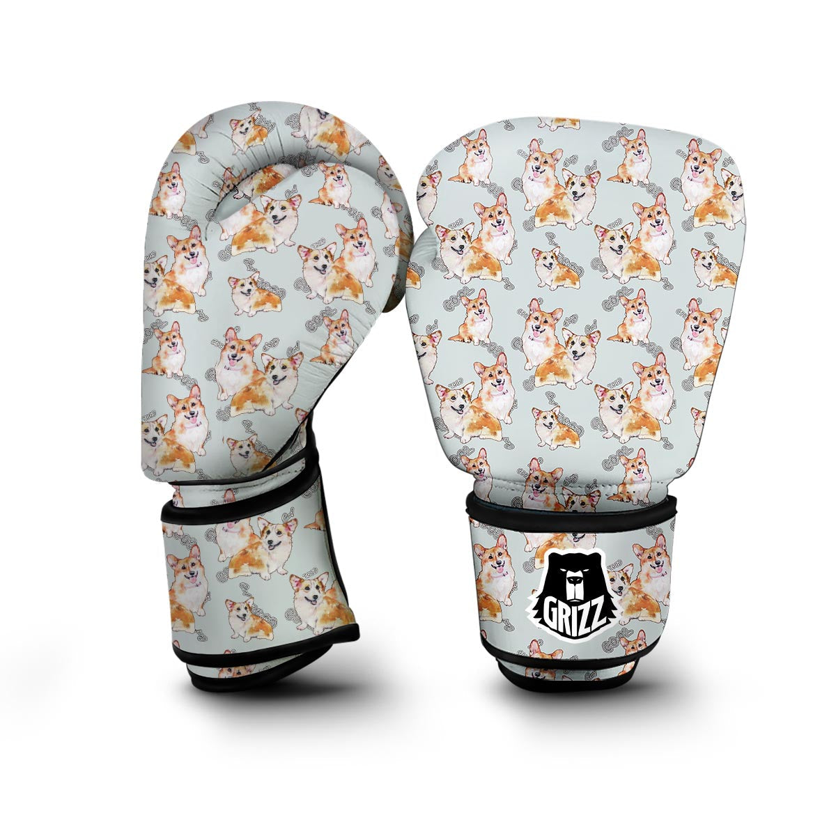 Corgi Gray Pastel Pattern Print Boxing Gloves-grizzshop