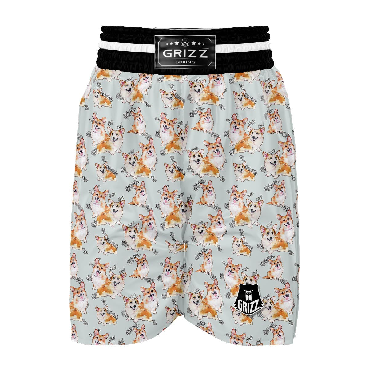 Corgi Gray Pastel Pattern Print Boxing Shorts-grizzshop