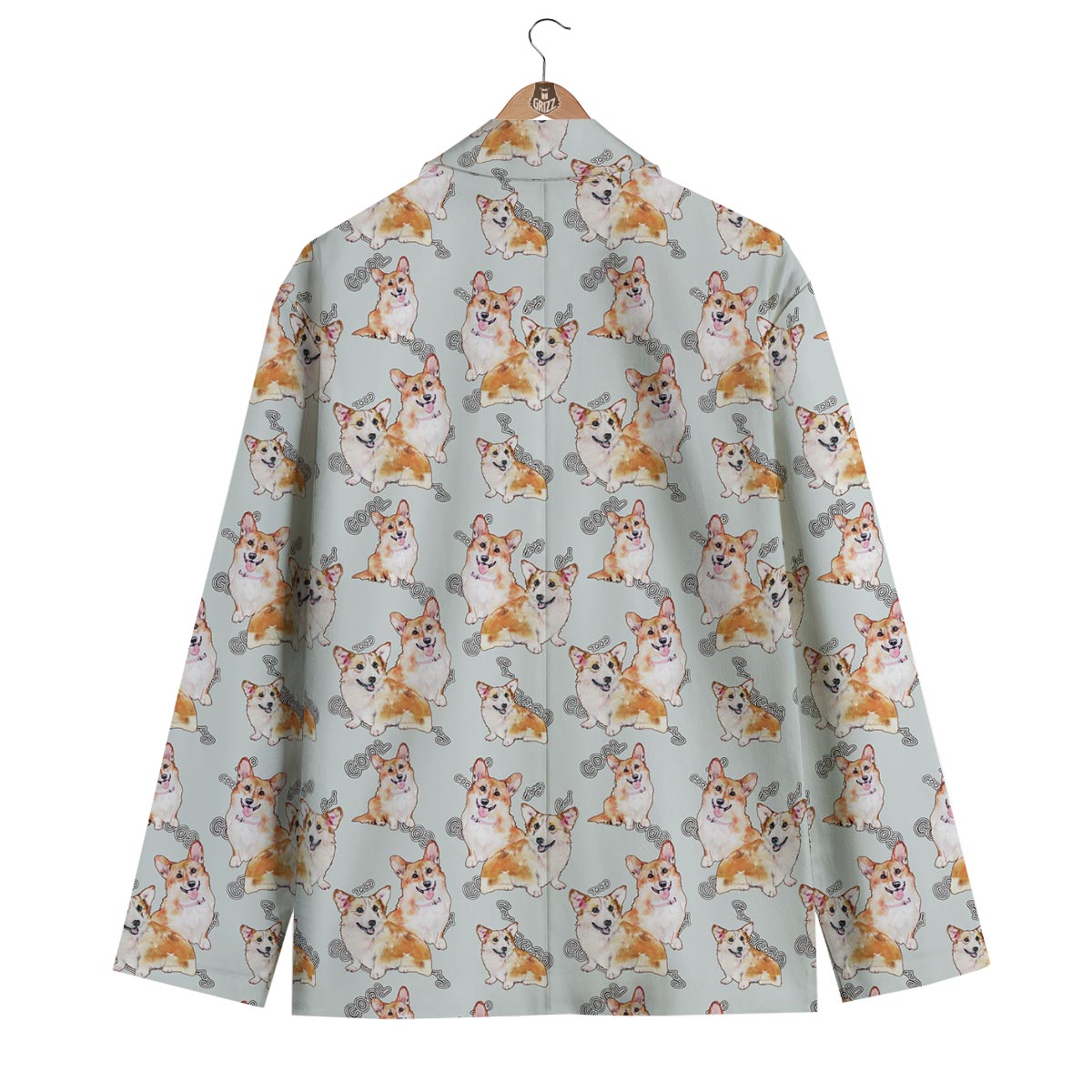 Corgi Gray Pastel Pattern Print Men's Blazer-grizzshop