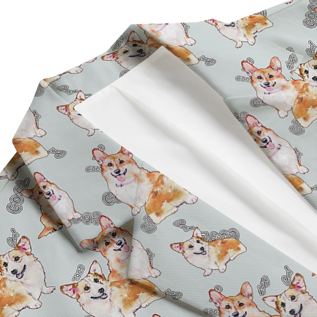 Corgi Gray Pastel Pattern Print Men's Blazer-grizzshop