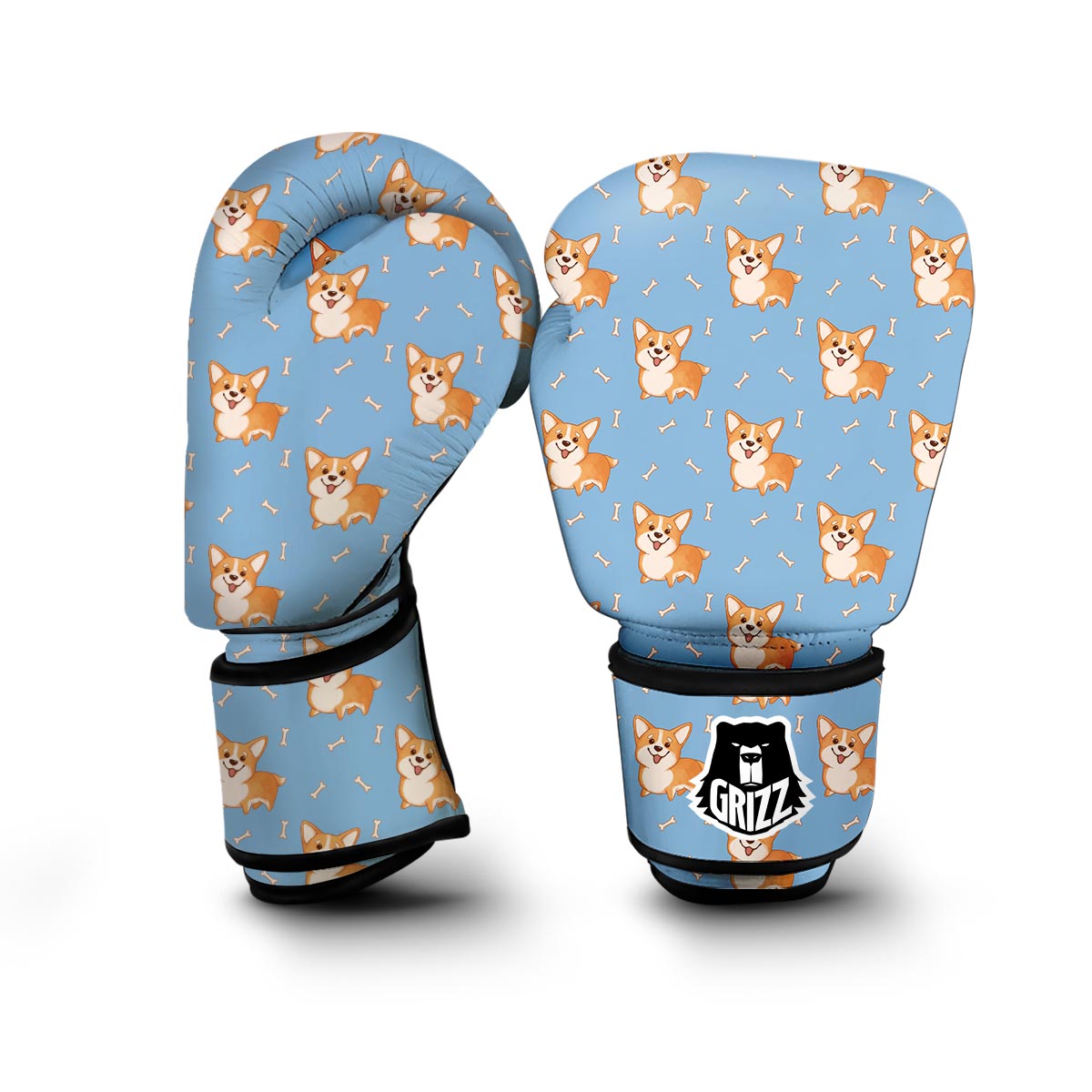 Corgi Pattern Print Boxing Gloves-grizzshop