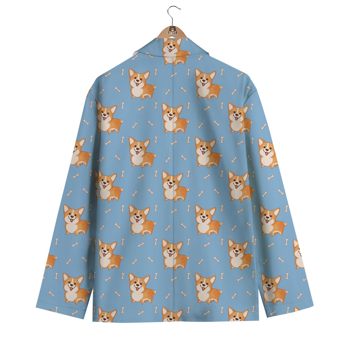Corgi Pattern Print Men's Blazer-grizzshop