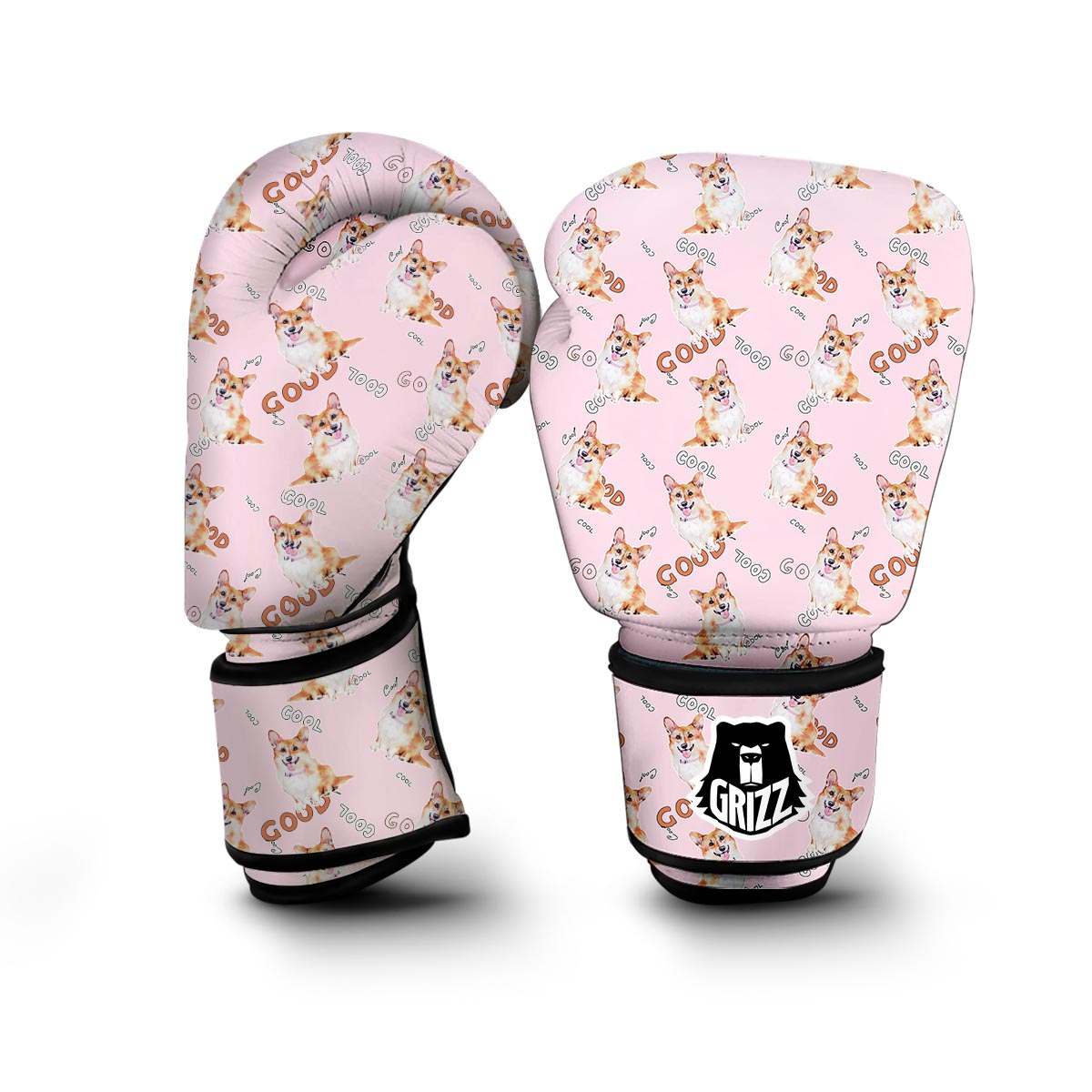Corgi Pink Pastel Pattern Print Boxing Gloves-grizzshop