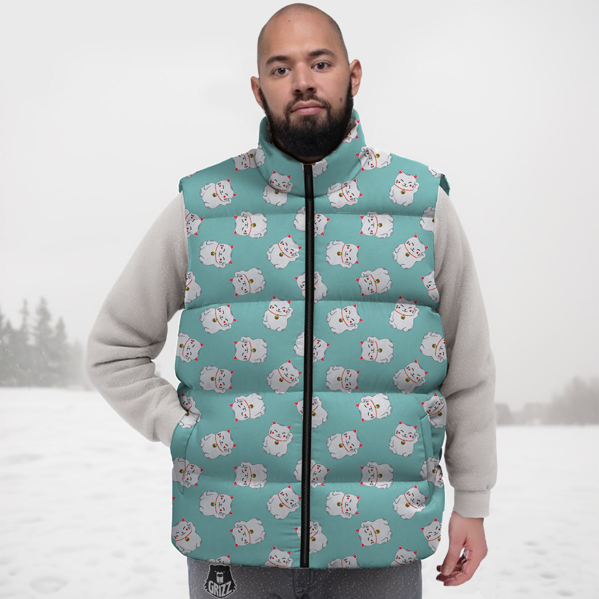 Corgi Pink Pastel Pattern Print Down Vest