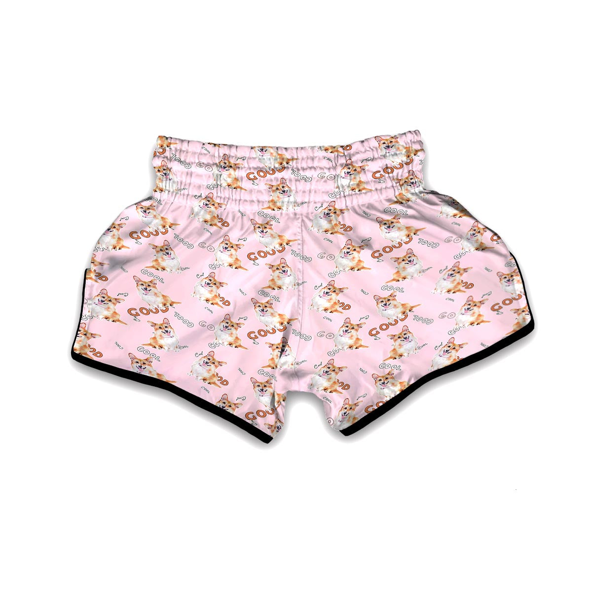 Corgi Pink Pastel Pattern Print Muay Thai Boxing Shorts-grizzshop