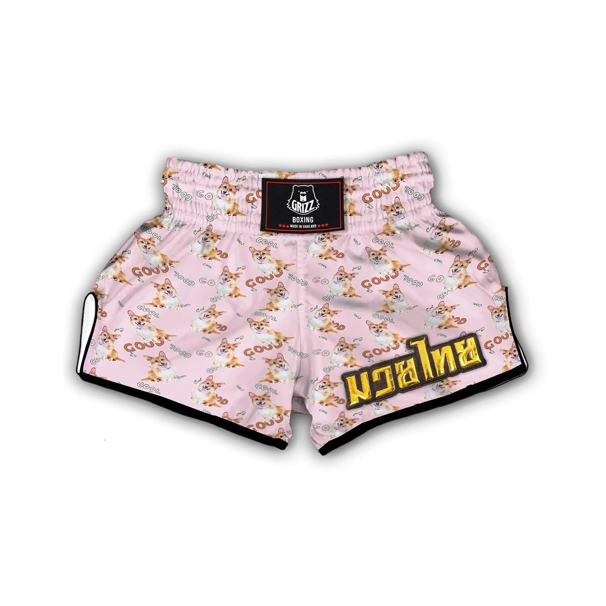 Corgi Pink Pastel Pattern Print Muay Thai Boxing Shorts-grizzshop