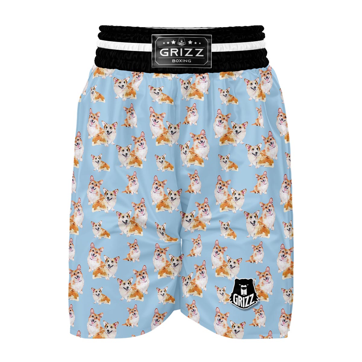 Corgi Portrait Pastel Pattern Print Boxing Shorts-grizzshop