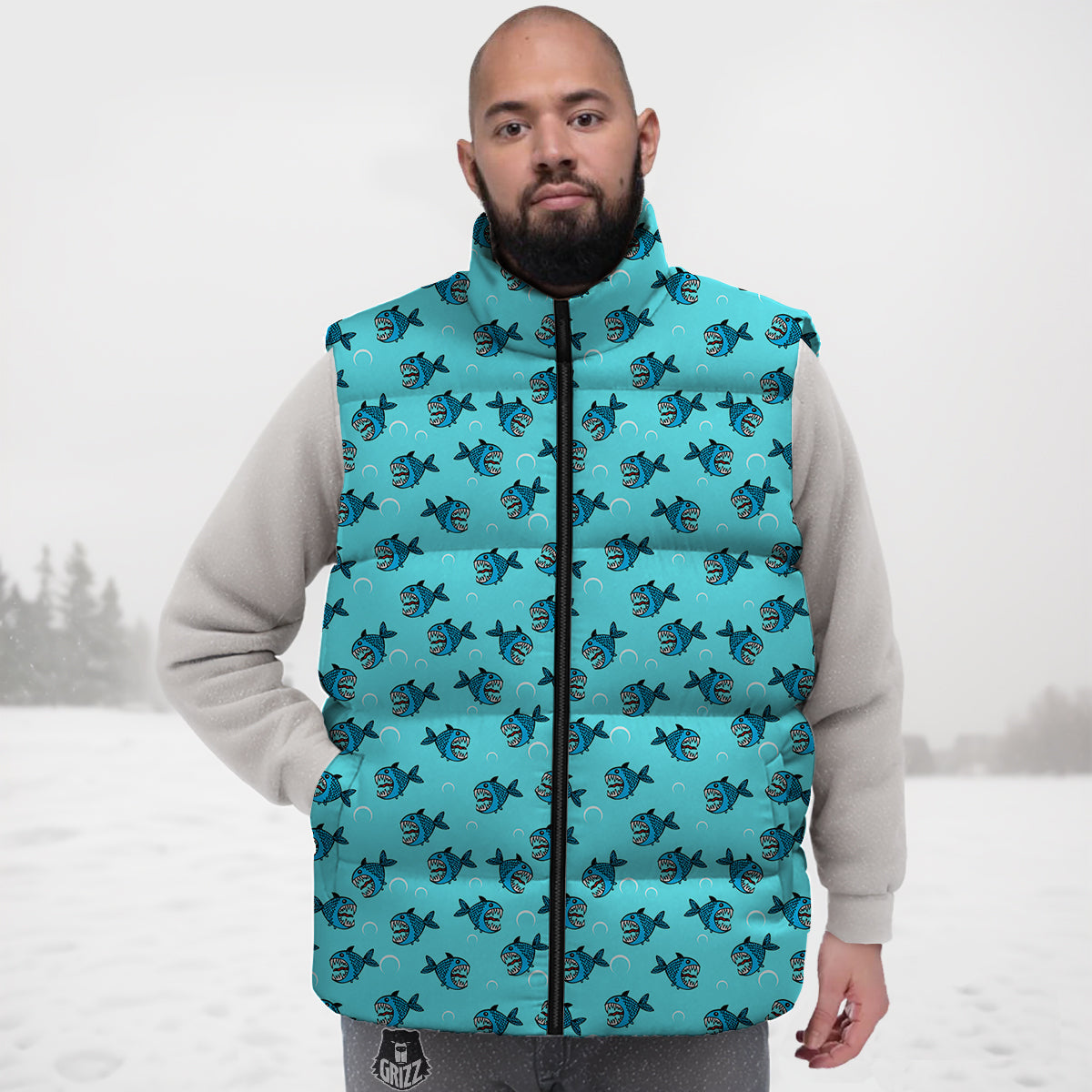 Corgi Portrait Pastel Pattern Print Down Vest